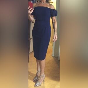 Elegant Navy Off-Shoulder Dress